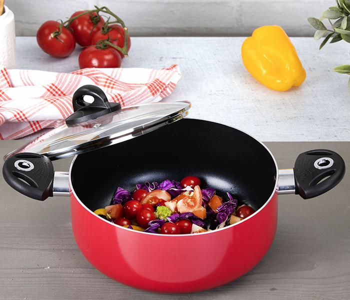 Royalford RFU9082 7 Pieces Aluminum Non-Stick Cookware Set - Red - Zoom Image 2