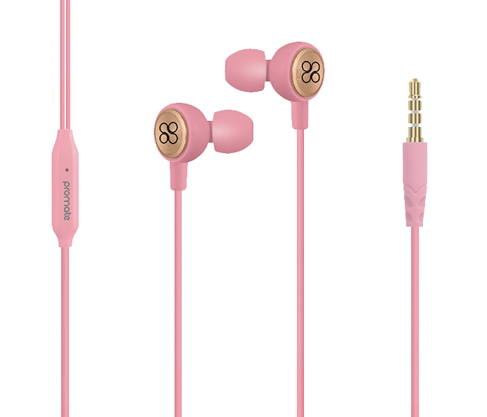 Promate Flano Lightweight Ergonomic High Definition Stereo Earphones - Pink - Zoom Image 5