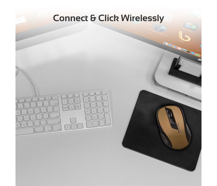 Promate Clix-7 2.4GHz Wireless Ergonomic Optical Mouse, Gold - Zoom Image 4