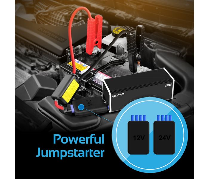 Promate Energize-25 Multifunctional 1000A Peak Portable Emergency Car Jumper Starter with Power Bank & In-built LED Flash Light - Black - Zoom Image 5