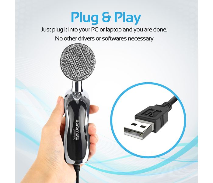 Promate Tweeter-6 Universal Digital HD Stereo Condenser Microphone with Rotational Stand, Black - Zoom Image 4