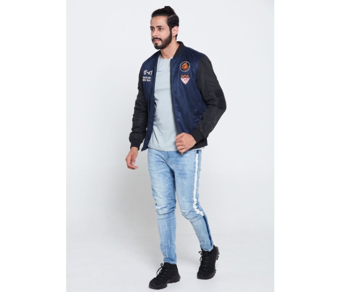 Hunder Story OU10082 Mens Biker Jacket Large - Blue - Zoom Image 3