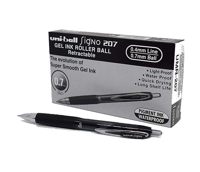 Uni Ball UMN-207 Signo Retractable BallPen - Black, Pack of 12 - Zoom Image 3