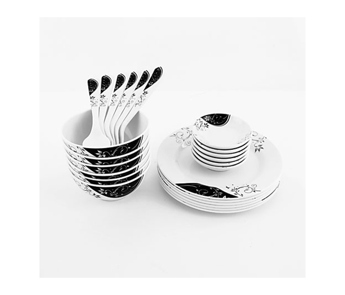 Royalford RF6972 35 Pieces Melamine Ware Dinner Set - White & Black - Zoom Image 3