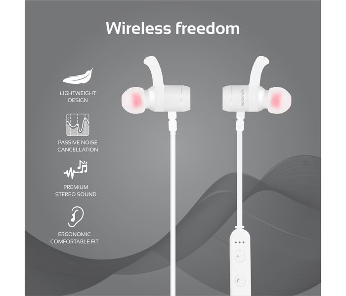 Promate Move Wireless Secure-Fit In-Ear Stereo Sporty Magnetic Earbuds, Silver - Zoom Image 1