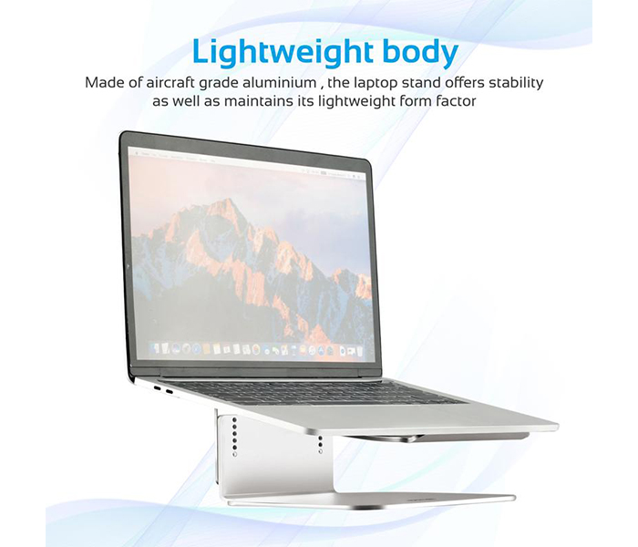 Promate DESKMATE-2 Ergonomic Anodized Aluminum Laptop Stand - Silver - Zoom Image 2