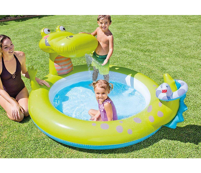 Intex ZX-57431 198 x 160 x 91CM Inflatable Gator Spray Pool - Green - Zoom Image 2