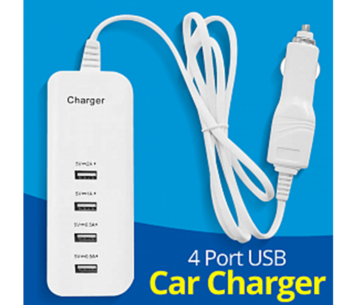 Offal 12- 24Volt Multi-Function 4 Port USB Car Charger - White - Zoom Image 2