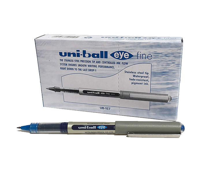 Uni Ball UB157 Fine Roller Pen - Blue, Pack of 12 - Zoom Image 3