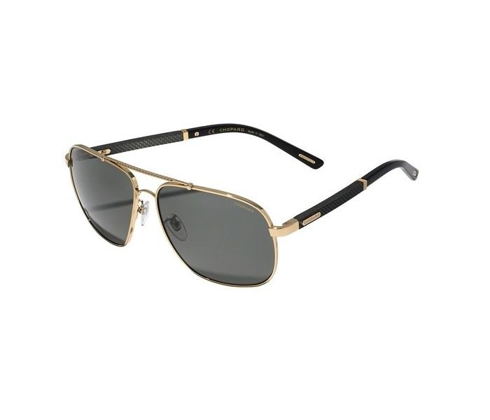 Chopard SCHB77 300Z Geometric Shiny Rose Gold & Smoke Polarized Frame Sunglasses for Unisex - Zoom Image