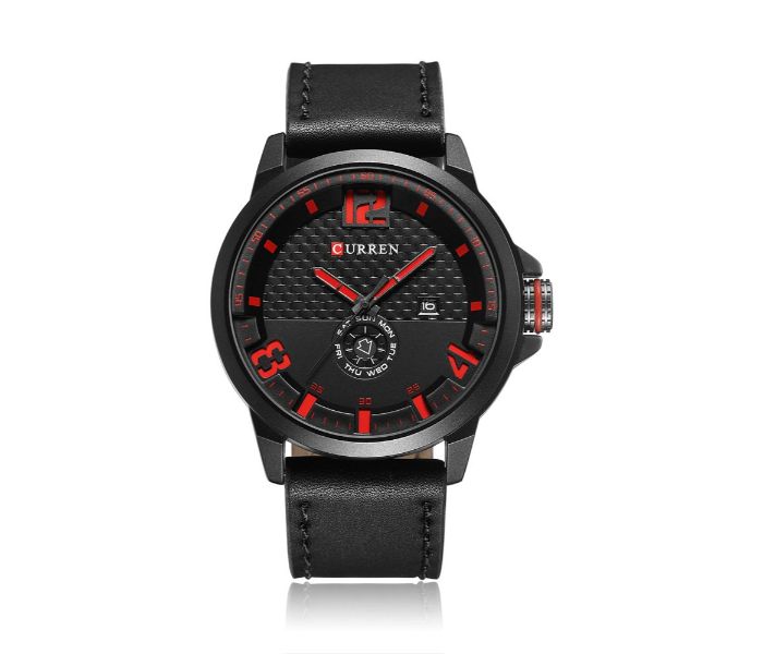 Curren 8253 Casual Quartz Watch For Men Red And Black - Zoom Image 2