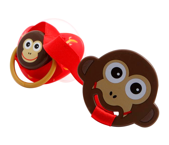 Baby Plus BP5174 Monkey Style Pacifier with Holder - 2 Pieces - Zoom Image 1