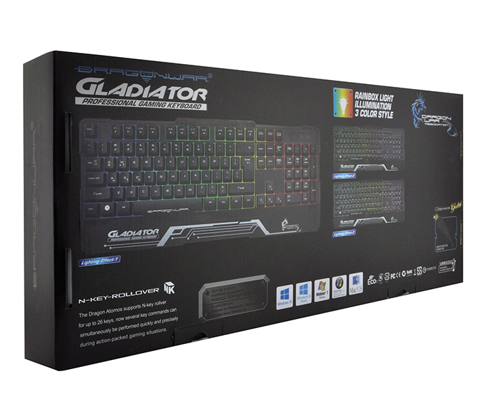 Dragon War GK-008 Gaming Keyboard Gladiator Semi Mechanical with Rainbow LED - Black - Zoom Image 4