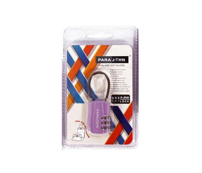 Para John PJCL9903 3-Dial Combination Lock - Purple - Zoom Image