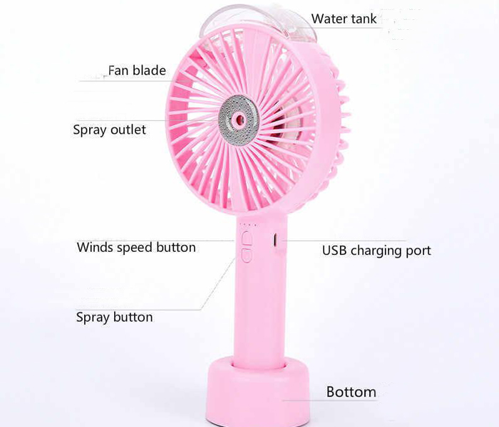 Portable Mini Air Conditioner Rechargeable USB Fan Water Spray - Pink - Zoom Image 2