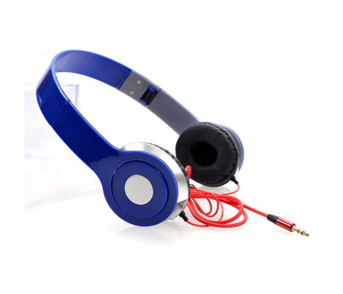 Compact Tri-Fold Design High Definition Single Pin Wired Stereo Headphones - Blue  - Zoom Image