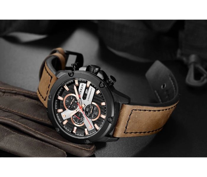 Curren 8308 Fashion Quartz Watch For Men Brown and Black - Zoom Image 2