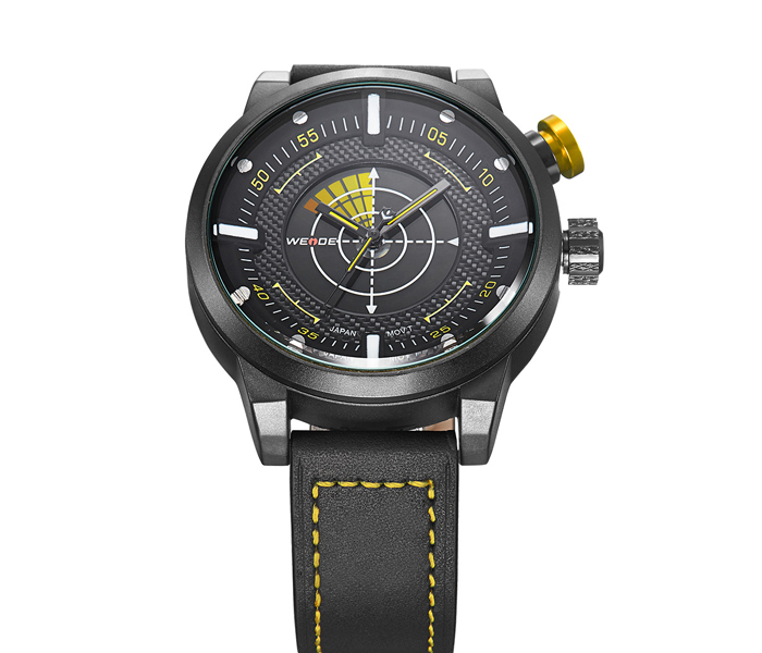 Weide WH-5201LB Analog With Flashing Watch Black and Yellow - Zoom Image 2