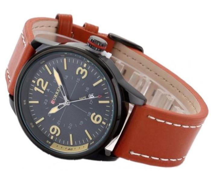 Cureen Leather Starp Watch For Men, Brown & Blue - p6 - Zoom Image 2