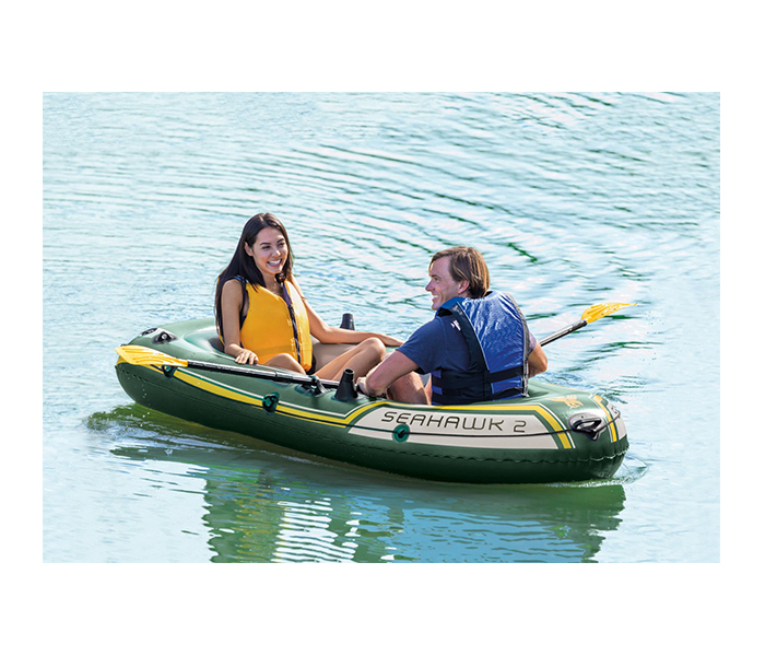 Intex ZX-68347 Inflatable Seahawk 2 Fishing Boat Set with Oars - Green - Zoom Image 3