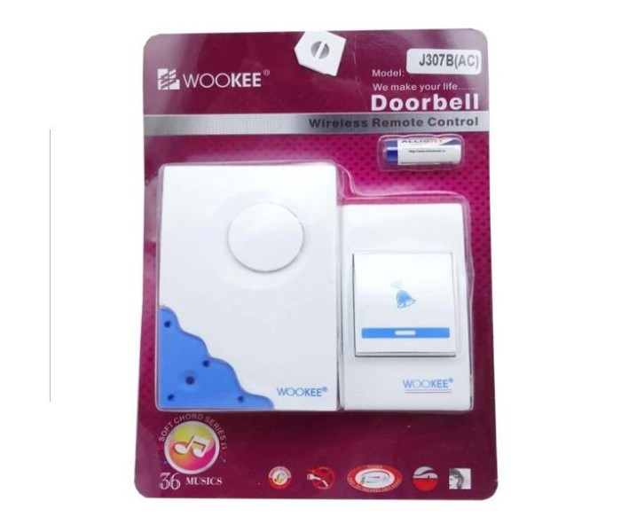 Taqdeer DBDC-6252 DC Wireless Remote Control Doorbell White - Zoom Image 1