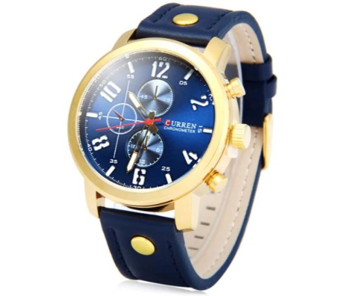 Curren 8192 Quartz Watch With Leather Band For Men Blue - Zoom Image 1