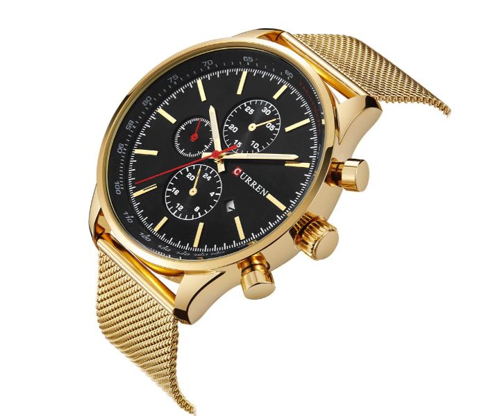 Curren 8227 Business Decorative Sub Dial Quartz Watch For Men Gold and Black - Zoom Image 1