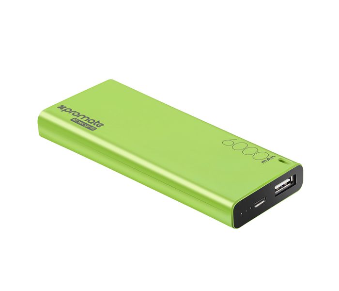 Promate Energi-6 6000 mAh Ultra Compact Portable Power Bank with 2.1A USB Port, Green - Zoom Image 7