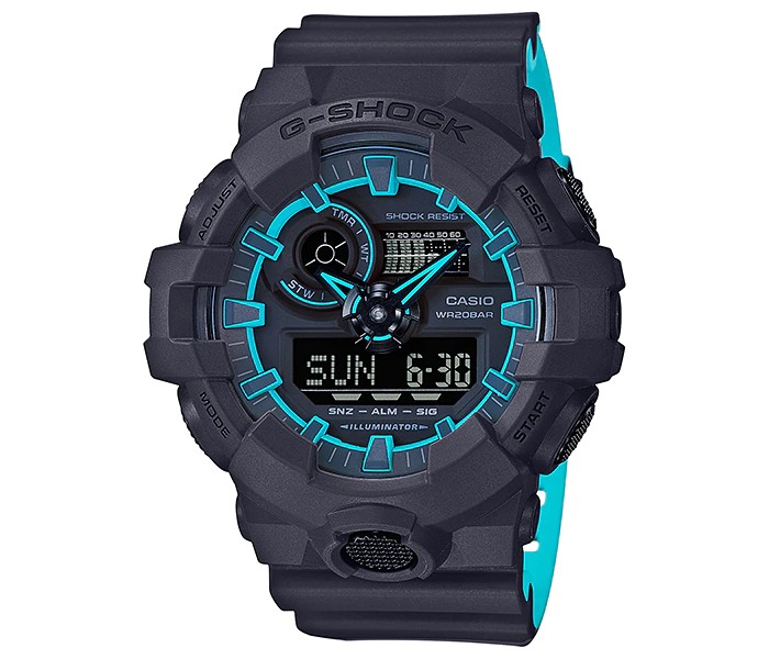 Casio G Shock GA-700SE-1A2DR Mens Analog and Digital Watch Black and Blue - Zoom Image