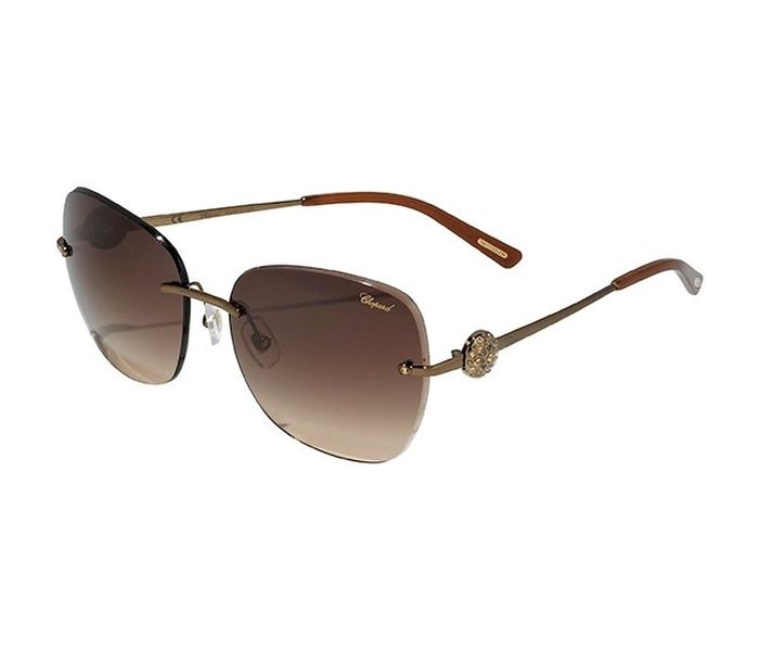 Chopard SCHB22S 0R80 Oval Shiny Bronze Frame & Brown Mirrored Sunglasses for Women - Zoom Image