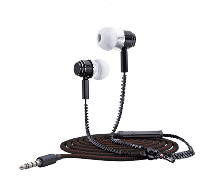 Audionic ZE-10 Zipper Earbuds Earphone - Black - Zoom Image 1