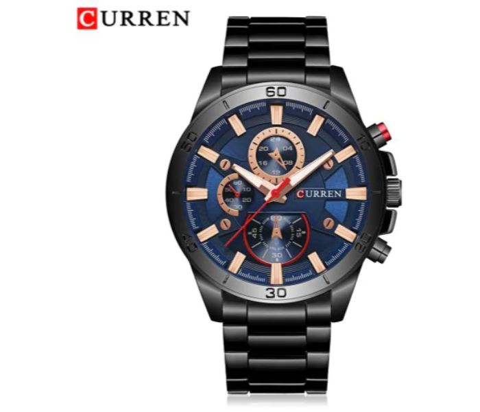 Curren 8275 Analog Business Watch For Men Black and Blue - Zoom Image 4