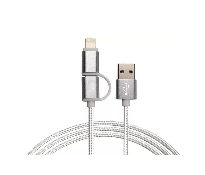 iends IE-AD847 Dual USB Travel Charger with 2 in 1 Cable - White - Zoom Image 3