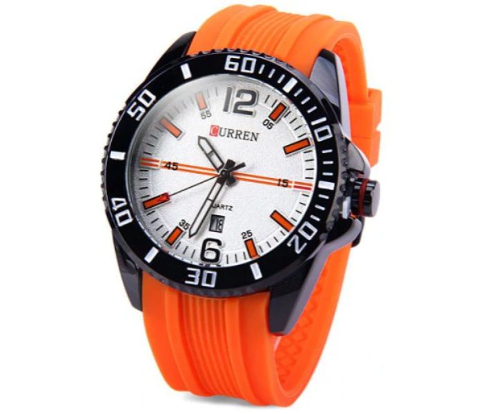 Curren 8178 Analog Quartz Watch For Men Orange And White - Zoom Image 1