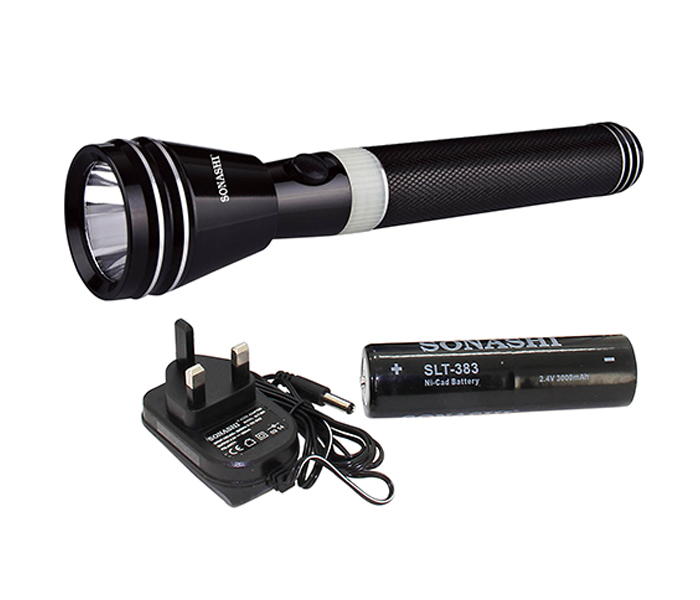 Sonashi SLT-383 Rechargeable LED Torch with Unbreakeable Glass - Black - Zoom Image 2