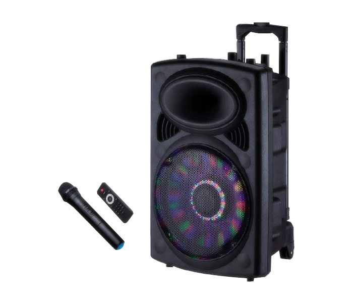 Geepas GMS8519 Rechargeable Trolley Speaker with Remote Control & Mic - Black - Zoom Image