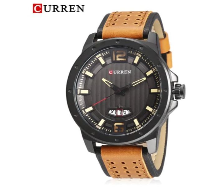 Curren 8293 Analog Quartz Watch For Men Brown - Zoom Image 1