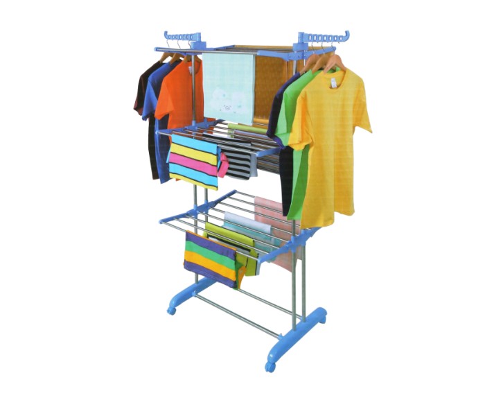 Stainless Steel Three Layer Cloths Rack with 30kg Load Capacity 31403 Blue - Zoom Image 2