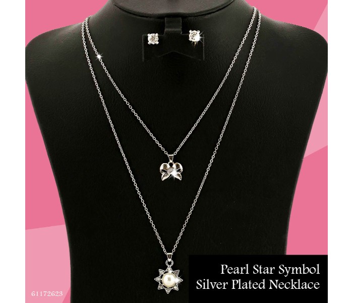 Pearl Star Symbol Silver Plated Necklace Set 61172623 - Zoom Image 4