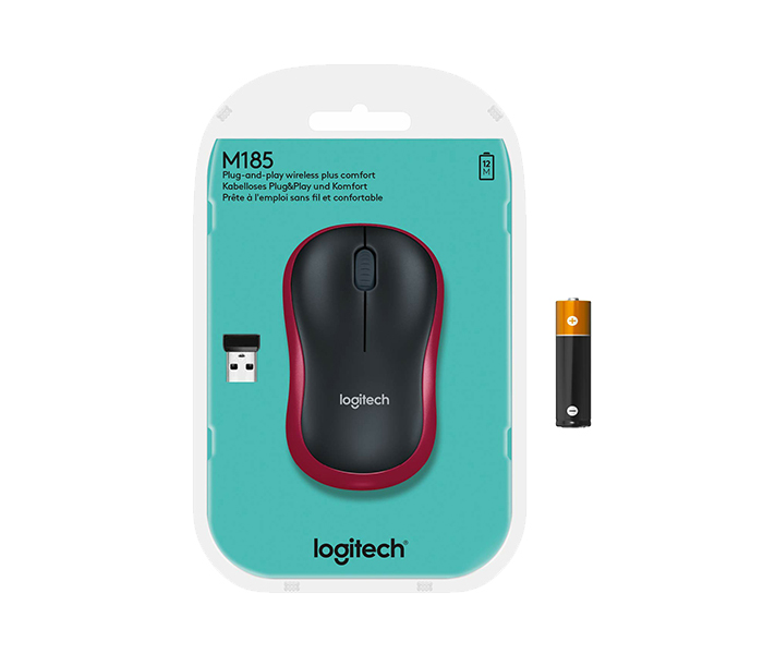 Logitech 910-002237 M185 2.4GHz Wireless Mouse - Red - Zoom Image 6