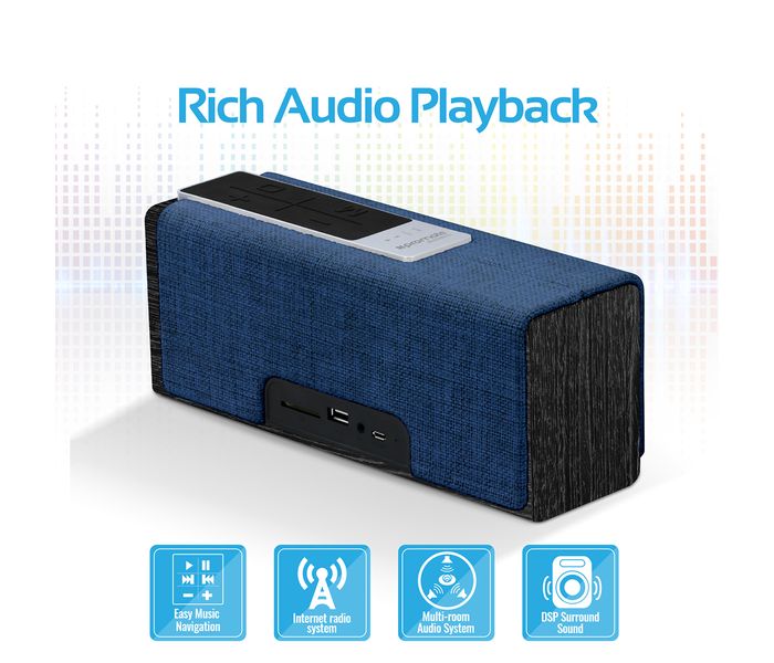 Promate Streambox-L Portable Fabric Wireless Speaker with Internet Radio - Blue - Zoom Image 1