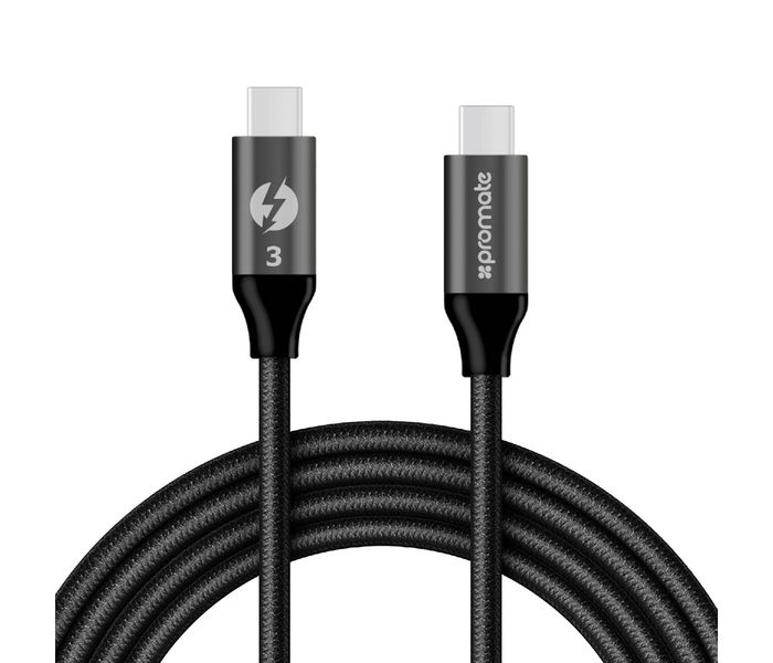 Promate ThunderLink-C20 USB-C to USB-C Thunderbolt 3 Mesh Armored Cable - Black - Zoom Image 10