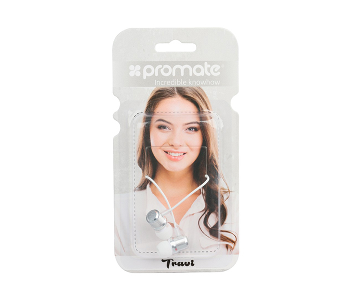 Promate Travi Dynamic In-Ear Stereo Earphones with In-Line Microphone - White - Zoom Image 5