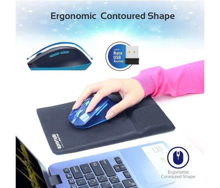 Promate Clix-6 Ergonomically Designed 2.4GHz Wireless Mouse, Blue - Zoom Image 3