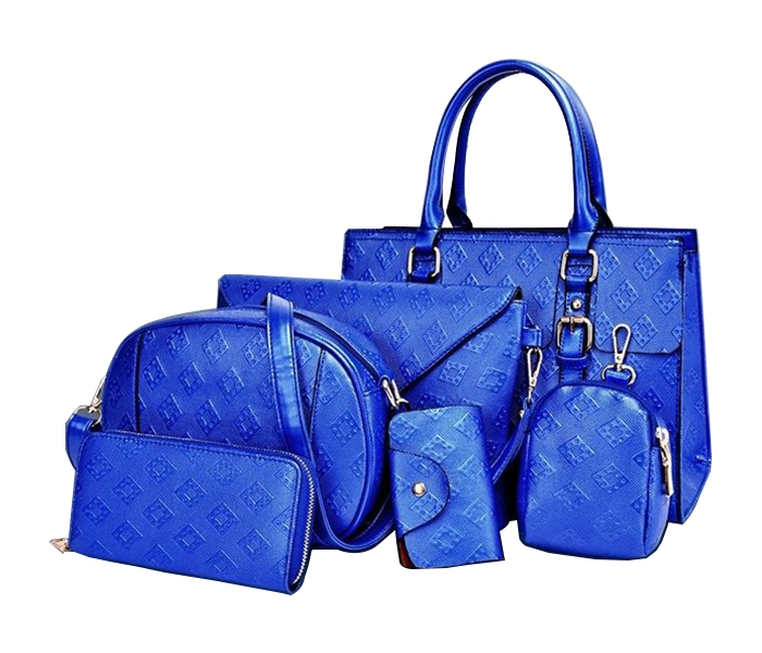 6 Pieces PU Leather Handbags Set for Women - Blue - Zoom Image