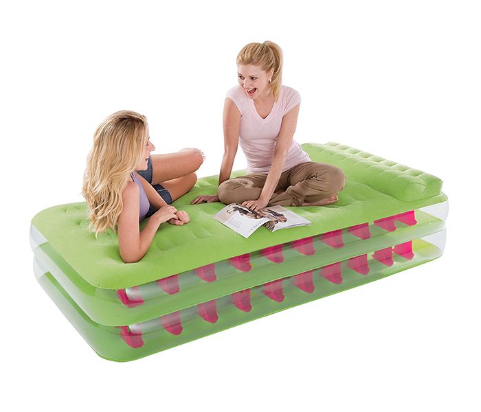 Intex ZX-67716 Inflatable Take Along Single Airbed with Hand Held Electric Pump - Green - Zoom Image 2