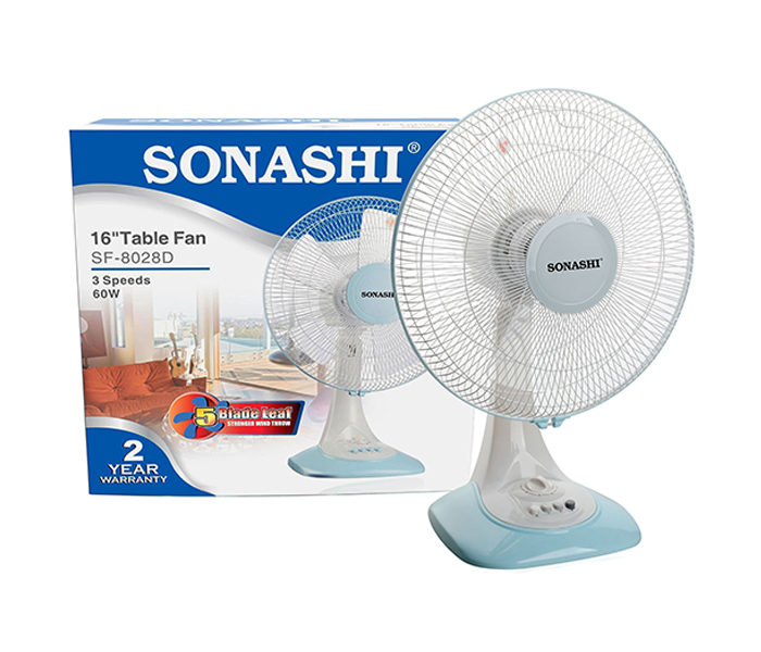 Sonashi SF-8028D 16-inch Table Fan - White & Blue - Zoom Image 2