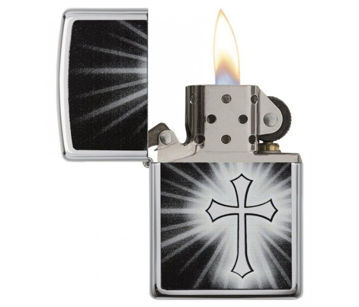 Zippo 29074 Reflective Cross Lighter Silver and Black - Zoom Image 2