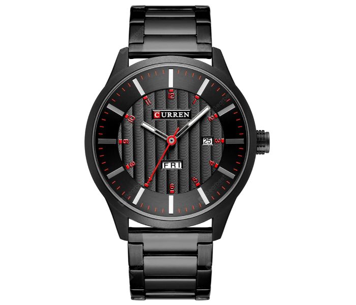 Curren 8316 Steel Belt Calendar Week Quartz Watch For Men Black - Zoom Image