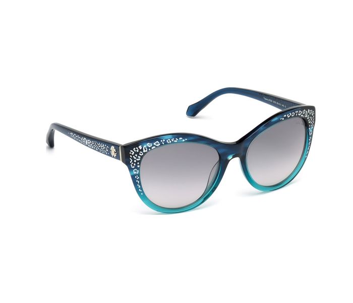 Roberto Cavalli Tseang 992S-91B Cat Eye Blue & Teal Frame and Grey Gradient Mirrored Sunglasses for Women - Zoom Image 2